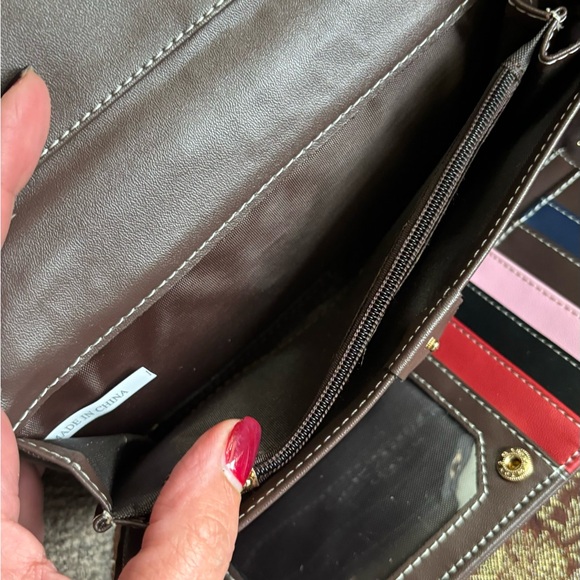 GENUINE Colorblock pebbled leather/texture snap trifold wallet/ID - Picture 9 of 10